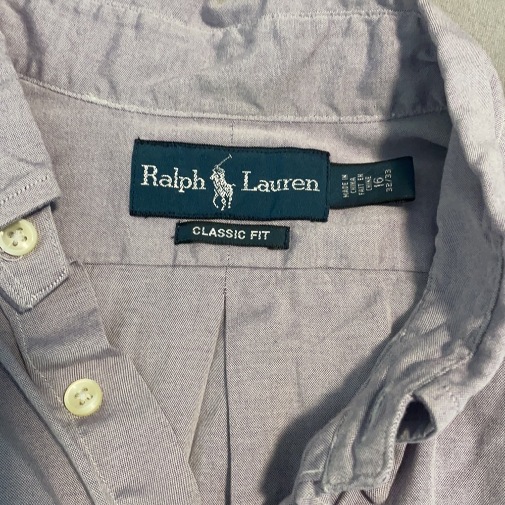 Men’s long sleeve lavender polo dress shirt - Picture 3 of 4